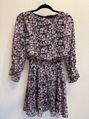 Zara Floral Chiffon Mini Dress Size XS
